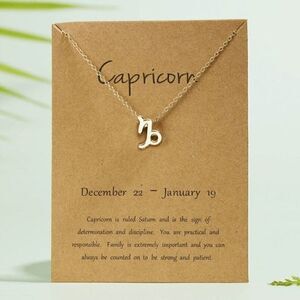 Golden Stylish Constellation Symbol Necklace - Capricorn